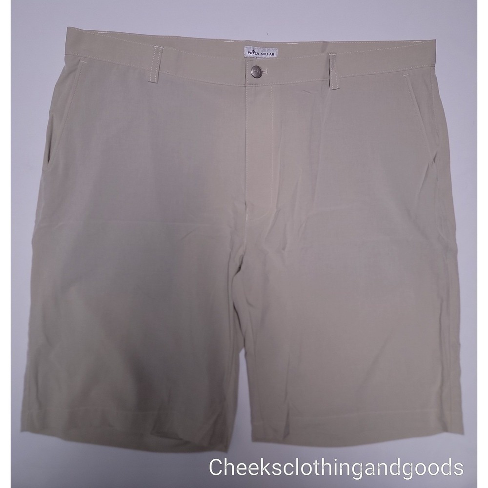 Peter Millar Mens Khaki Flat Front Shorts Size 40 Golf Casual Chino - Picture 2 of 11